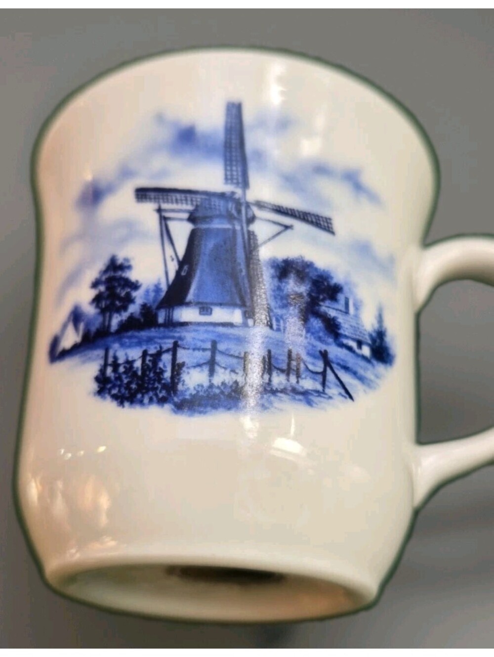 Delft Blue Holland Hand Decorated Ceramic Windmill Design 4oz Demitasse Mug Cup